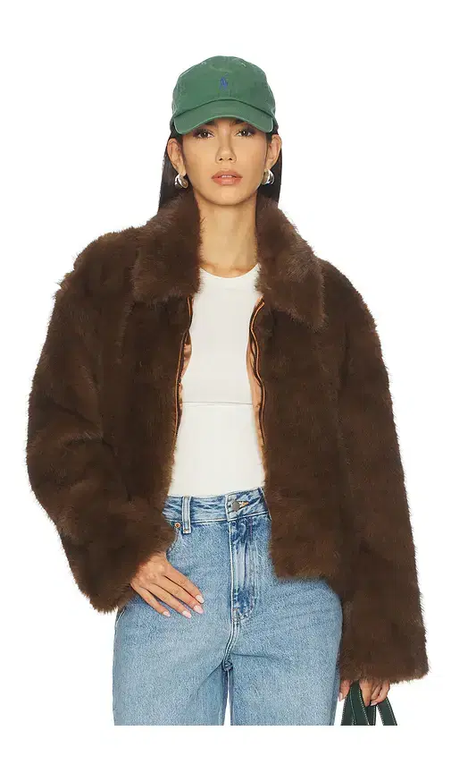 Bardot Sylvie Zip Faux Fur Jacket