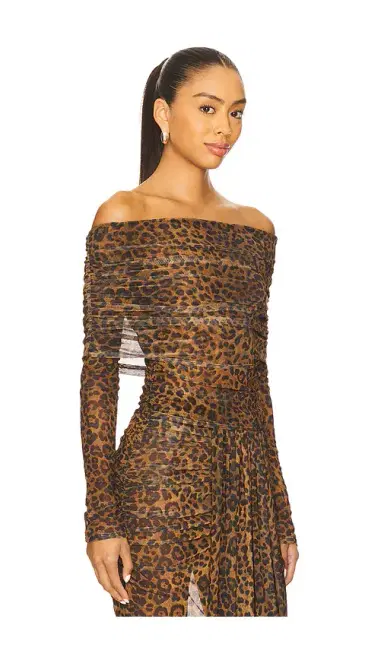 LaPointe Printed Mesh Off The Shoulder Top | Thumbnail 2