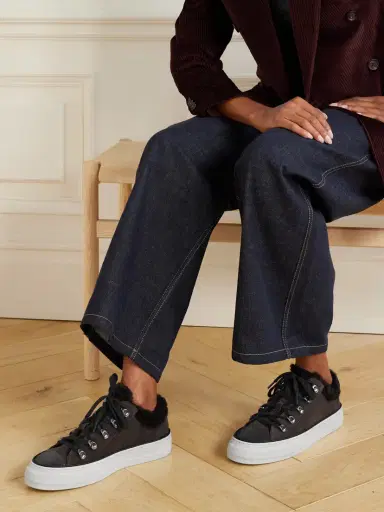 Brunello Cucinelli Bead-embellished Shearling-lined Suede Sneakers | Thumbnail 2 Brunello Cucinelli Bead-embellished Shearling-lined Suede Sneakers | Thumbnail 2