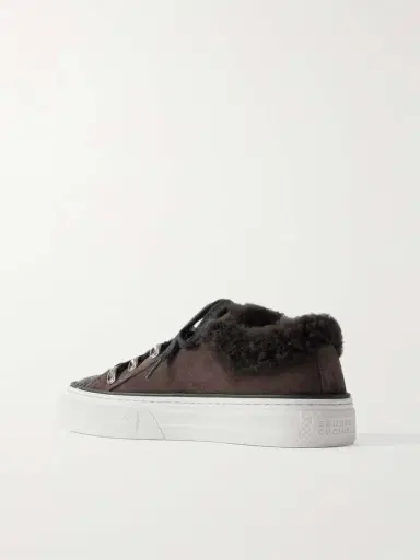 Brunello Cucinelli Bead-embellished Shearling-lined Suede Sneakers | Thumbnail 3 Brunello Cucinelli Bead-embellished Shearling-lined Suede Sneakers | Thumbnail 3
