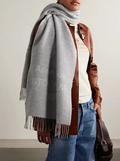 Acne Studios Fringed Wool-jacquard Scarf | Thumbnail 2 Acne Studios Fringed Wool-jacquard Scarf | Thumbnail 2