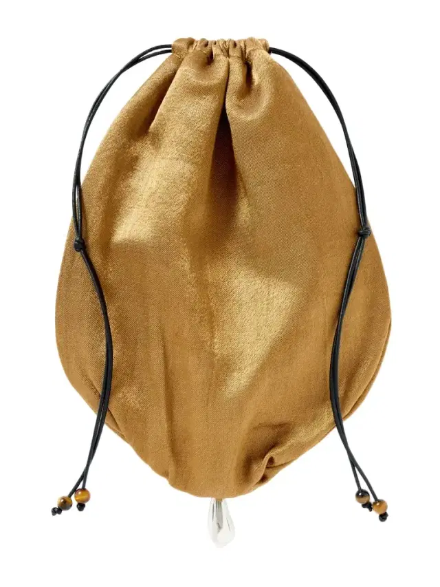 Teardrop Embellished Satin Drawstring Pouch