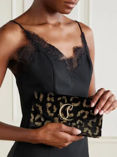 Christian Louboutin Loubi54 Embellished Metallic Velvet-jacquard Clutch | Thumbnail 2 Christian Louboutin Loubi54 Embellished Metallic Velvet-jacquard Clutch | Thumbnail 2