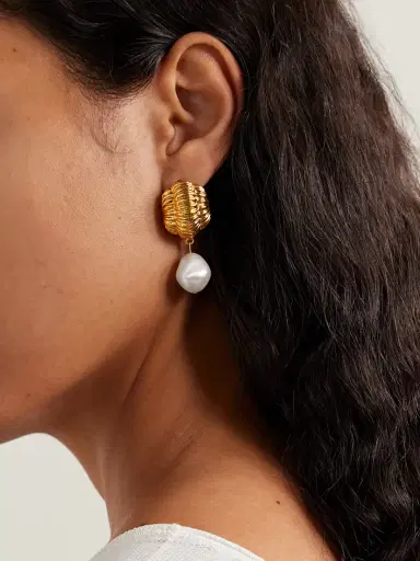 Jennifer Behr Asha Gold-plated Pearl-like Earrings | Thumbnail 2