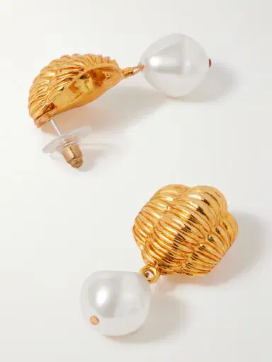 Jennifer Behr Asha Gold-plated Pearl-like Earrings | Thumbnail 3