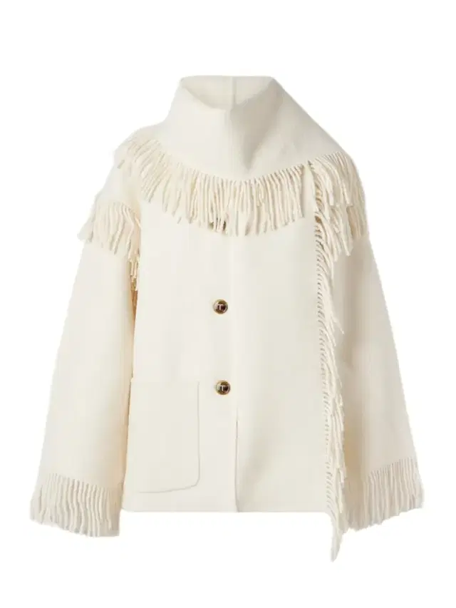Draped Fringed Wool-blend Jacket