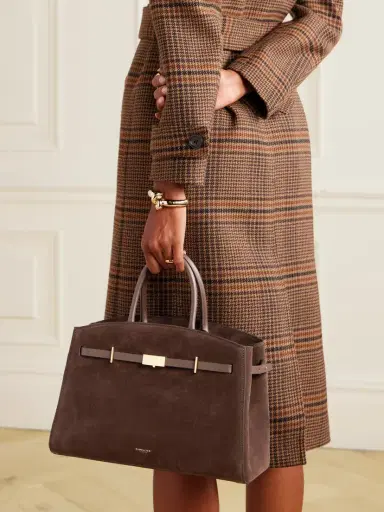 DeMellier The Hudson Midi Leather-trimmed Suede Tote | Thumbnail 2 DeMellier The Hudson Midi Leather-trimmed Suede Tote | Thumbnail 2