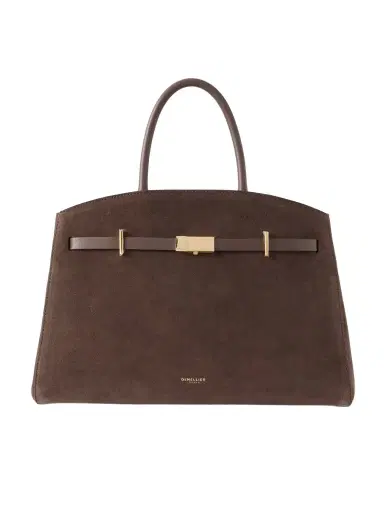 DeMellier The Hudson Midi Leather-trimmed Suede Tote | Thumbnail 1 DeMellier The Hudson Midi Leather-trimmed Suede Tote | Thumbnail 1