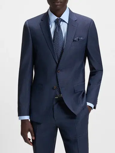 BOSS Men's Silk-Blend Tie with Jacquard Pattern - Dark Blue | Thumbnail 2 BOSS Men's Silk-Blend Tie with Jacquard Pattern - Dark Blue | Thumbnail 2