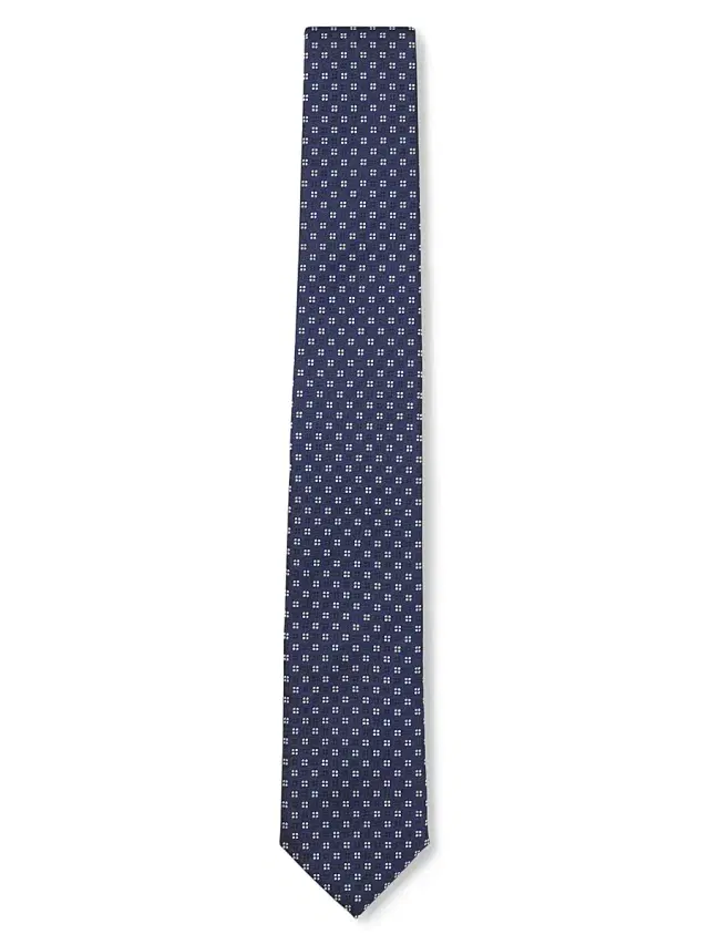 Men's Silk-Blend Tie with Jacquard Pattern - Dark Blue