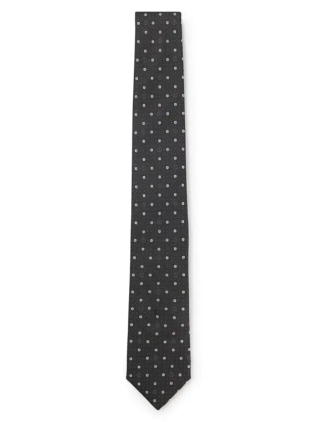 Men's Silk-Blend Tie with Micro Double B Monograms - Light Grey