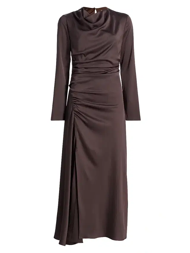 SIMKHAI Women's Odessa Draped Midi-Dress - Chocolate