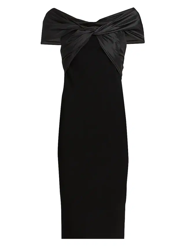 SIMKHAI Women's Mia Off-The-Shoulder Cut-Out Midi-Dress - Black