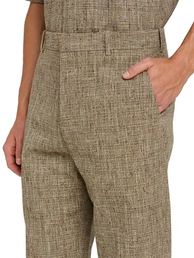 Bottega Veneta Men's Fleck Tweed Trousers - Sahara Melange Multi - Size 32 | Thumbnail 6