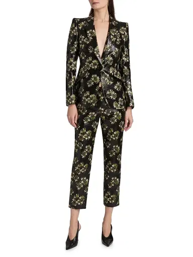Alexander McQueen Women's Lacquered Sunflower Cigarette Crop Trousers | Thumbnail 2 Alexander McQueen Women's Lacquered Sunflower Cigarette Crop Trousers | Thumbnail 2