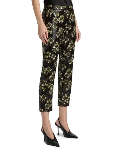 Alexander McQueen Women's Lacquered Sunflower Cigarette Crop Trousers | Thumbnail 4 Alexander McQueen Women's Lacquered Sunflower Cigarette Crop Trousers | Thumbnail 4