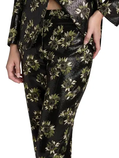 Alexander McQueen Women's Lacquered Sunflower Cigarette Crop Trousers | Thumbnail 6 Alexander McQueen Women's Lacquered Sunflower Cigarette Crop Trousers | Thumbnail 6