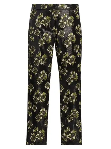 Alexander McQueen Women's Lacquered Sunflower Cigarette Crop Trousers | Thumbnail 1 Alexander McQueen Women's Lacquered Sunflower Cigarette Crop Trousers | Thumbnail 1