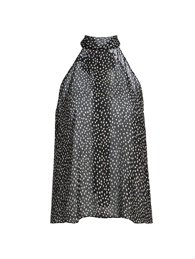 Women's Alla Silk Halterneck Top - Wild Dot