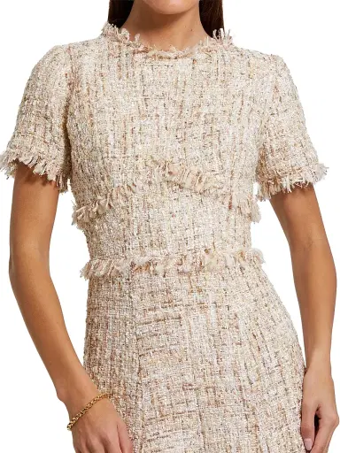 Mac Duggal Women's Bouclé Tweed A-Line Midi-Dress - Blush - Size 14 | Thumbnail 3 Mac Duggal Women's Bouclé Tweed A-Line Midi-Dress - Blush - Size 14 | Thumbnail 3