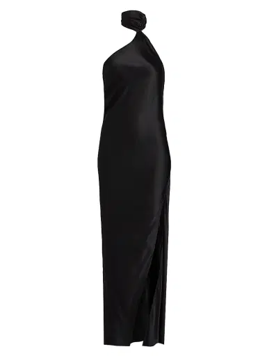 Kiki de Montparnasse Women's Soie Asymmetrical Halterneck Gown - Black - Size Large | Thumbnail 1 Kiki de Montparnasse Women's Soie Asymmetrical Halterneck Gown - Black - Size Large | Thumbnail 1