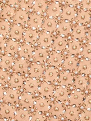 Pamella Roland Women's Imitation Pearl & Bead-Embroidered Tulle Gown - Beige | Thumbnail 7