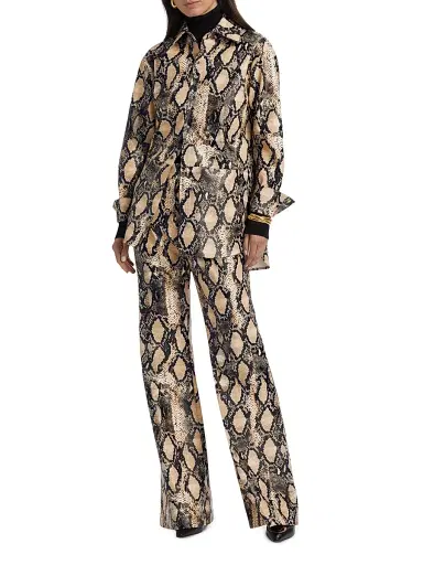 Toccin Women's Kali Snakeskin Faux Leather Boyfriend Shirt | Thumbnail 2 Toccin Women's Kali Snakeskin Faux Leather Boyfriend Shirt | Thumbnail 2