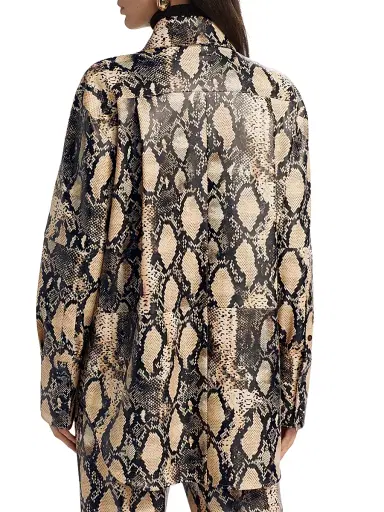 Toccin Women's Kali Snakeskin Faux Leather Boyfriend Shirt | Thumbnail 5 Toccin Women's Kali Snakeskin Faux Leather Boyfriend Shirt | Thumbnail 5