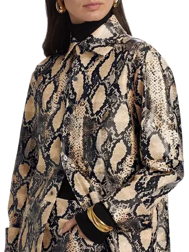 Toccin Women's Kali Snakeskin Faux Leather Boyfriend Shirt | Thumbnail 6 Toccin Women's Kali Snakeskin Faux Leather Boyfriend Shirt | Thumbnail 6