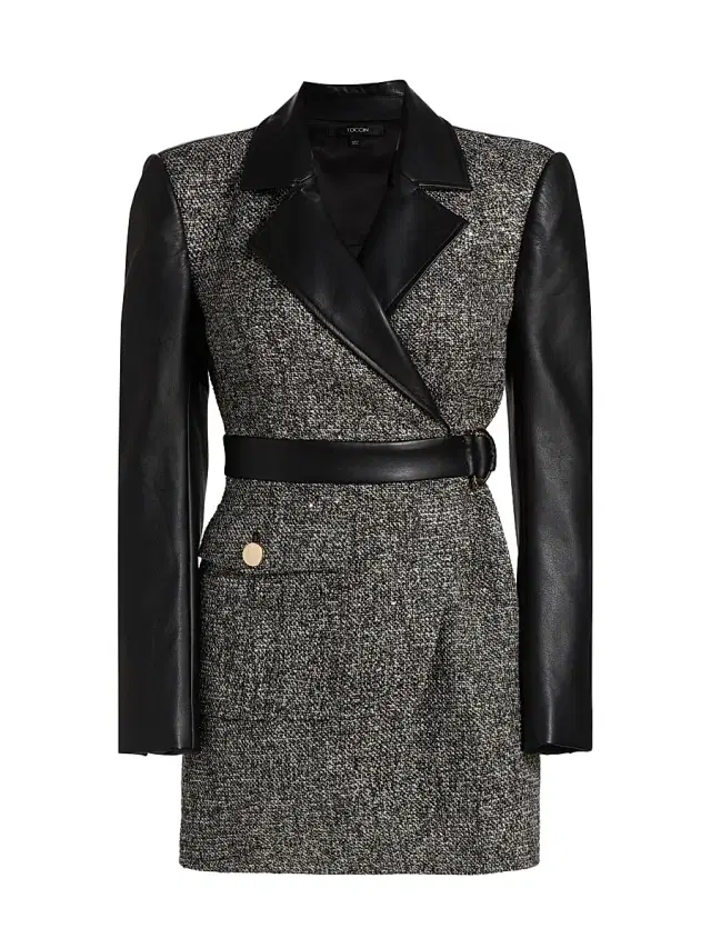 Toccin Women's Tara Tweed Wrap Dress - Charcoal Multi