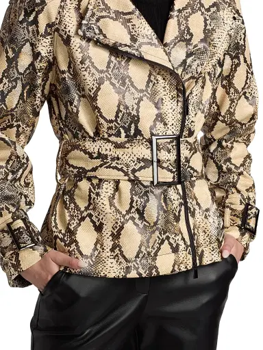 Toccin Women's Brando Snake-Embossed Vegan Leather Biker Jacket - Python | Thumbnail 6 Toccin Women's Brando Snake-Embossed Vegan Leather Biker Jacket - Python | Thumbnail 6