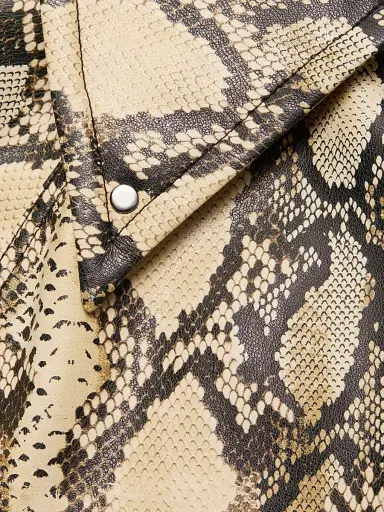 Toccin Women's Brando Snake-Embossed Vegan Leather Biker Jacket - Python | Thumbnail 7 Toccin Women's Brando Snake-Embossed Vegan Leather Biker Jacket - Python | Thumbnail 7