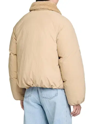 Sandro Women's Puffer Jacket with Shearling Collar - Beige | Thumbnail 3 Sandro Women's Puffer Jacket with Shearling Collar - Beige | Thumbnail 3