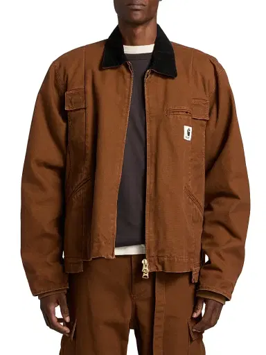 Sacai Men's x Carhartt WIP Duck Cotton Jacket - Dark Beige - Size Large | Thumbnail 3