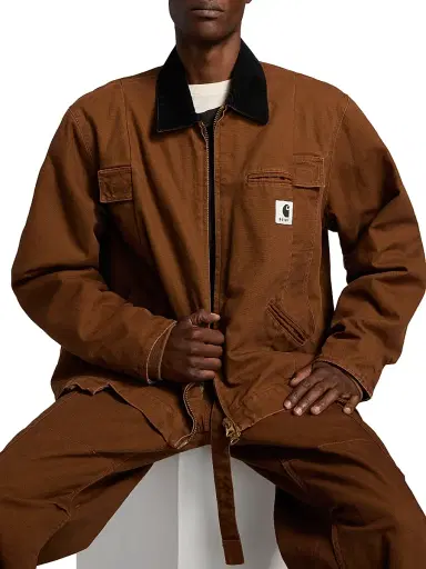 Sacai Men's x Carhartt WIP Duck Cotton Jacket - Dark Beige - Size Large | Thumbnail 6