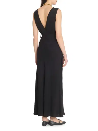Chloé Women's Lace-Trim Silk Crêpe de Chine Bias-Cut Gown - Black | Thumbnail 5