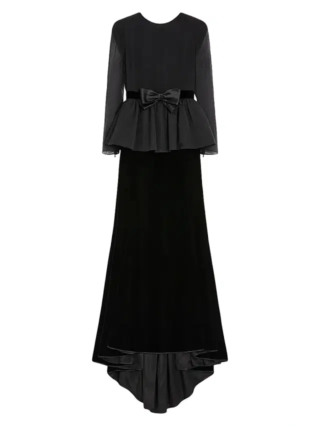 Women's Long Dress in Sable Velvet - Black