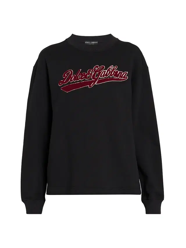 Women's Collegiate Logo-Embroidered Cotton Sweatshirt - Black