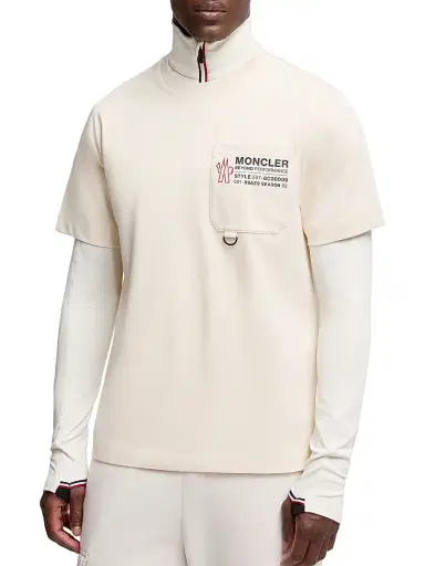 Moncler Grenoble Men's Crewneck T-Shirt in Cotton - Beige | Thumbnail 2 Moncler Grenoble Men's Crewneck T-Shirt in Cotton - Beige | Thumbnail 2