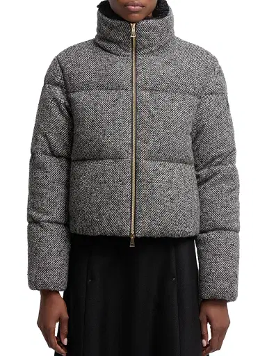 Moncler Women's Careil Puffer Jacket in Wool Bouclé - Grey | Thumbnail 2 Moncler Women's Careil Puffer Jacket in Wool Bouclé - Grey | Thumbnail 2