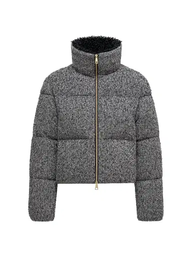 Moncler Women's Careil Puffer Jacket in Wool Bouclé - Grey | Thumbnail 1 Moncler Women's Careil Puffer Jacket in Wool Bouclé - Grey | Thumbnail 1