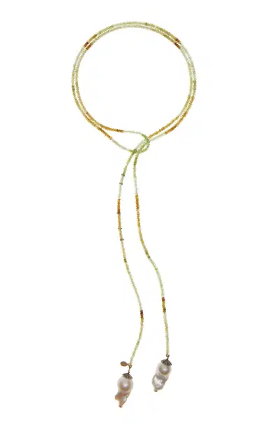 Joie DiGiovanni Green Grossolar Garnet Diamond Baroque Pearl Lariat | Thumbnail 4
