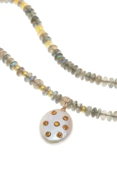 Joie DiGiovanni Sunset Yellow Sapphire Pearl Necklace | Thumbnail 3