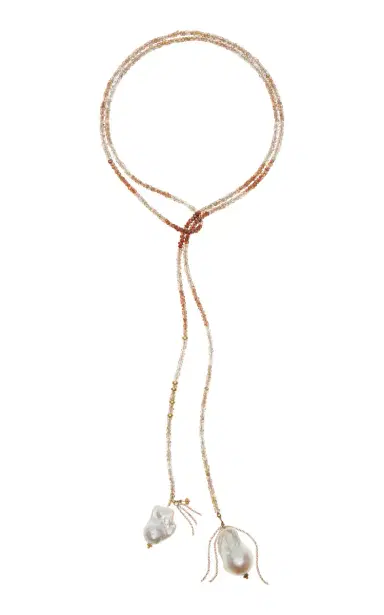 Joie DiGiovanni Ombre Cinnamon Gold Chain Baroque Pearl Lariat | Thumbnail 1