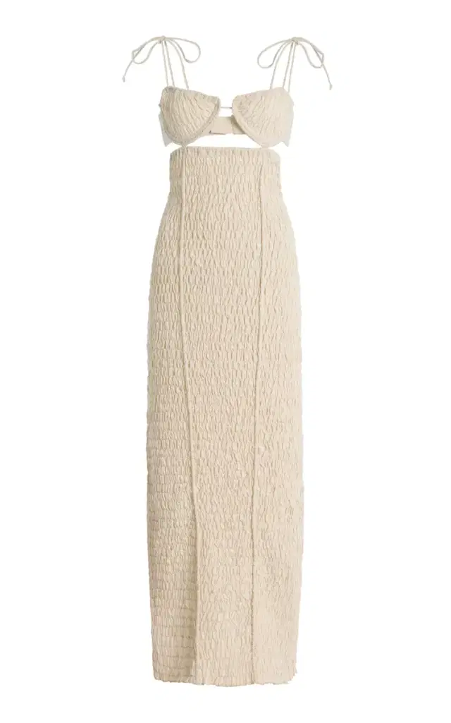 Bella Shirred Cotton-Blend Midi Dress