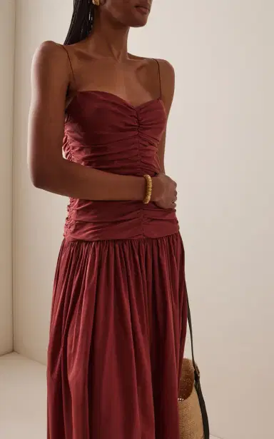 Matteau Gathered Cotton-Silk Drop-Waist Maxi Dress | Thumbnail 3 Matteau Gathered Cotton-Silk Drop-Waist Maxi Dress | Thumbnail 3
