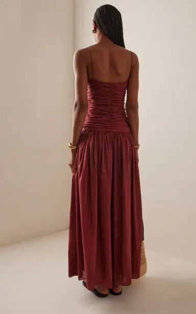 Matteau Gathered Cotton-Silk Drop-Waist Maxi Dress | Thumbnail 4 Matteau Gathered Cotton-Silk Drop-Waist Maxi Dress | Thumbnail 4