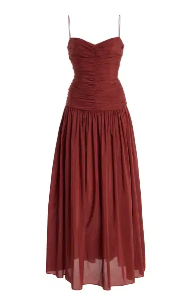 Matteau Gathered Cotton-Silk Drop-Waist Maxi Dress | Thumbnail 6 Matteau Gathered Cotton-Silk Drop-Waist Maxi Dress | Thumbnail 6
