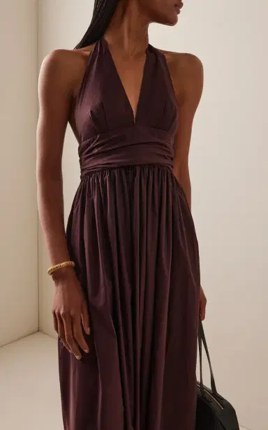 Matteau Plunge Cotton Maxi Halter Dress | Thumbnail 2