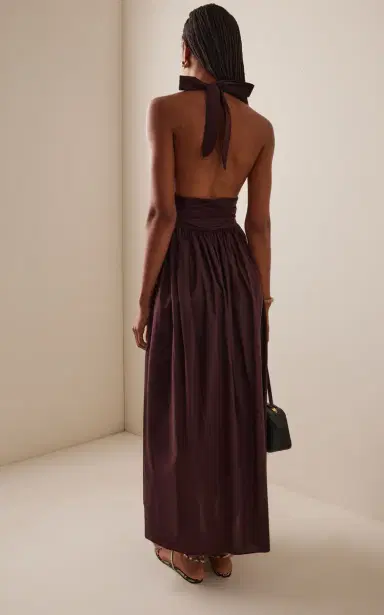 Matteau Plunge Cotton Maxi Halter Dress | Thumbnail 4